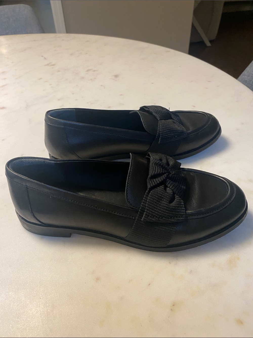Quince Italian Black Leather Bow Penny Loafer Size 8 - Picture 4 of 7